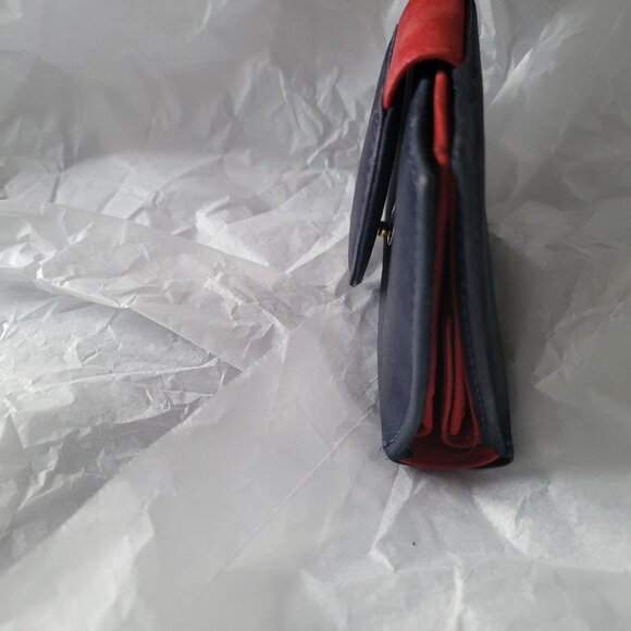 Moschino Cheap and Chic Collection Suede Wallet Blue and Red Vintage - Picture 4 of 12